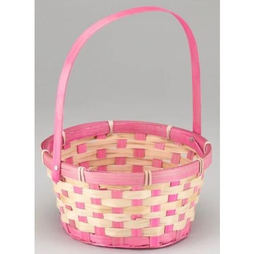 Корзина плетеная (бамбук) D21*H10/24 см Розовый 50031