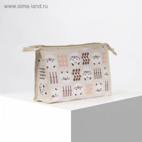 Косметичка 22*14*6 см Коты черный/бежевый 572185