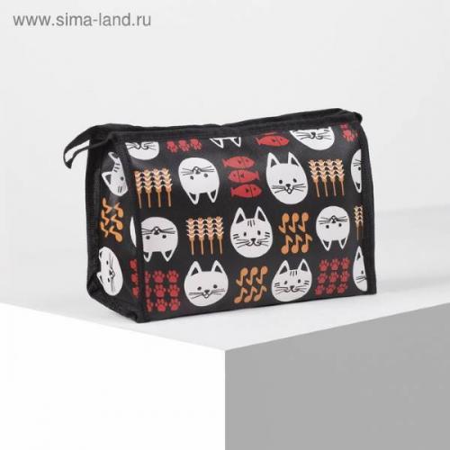Косметичка 22*14*6 см Коты черный/бежевый 572185