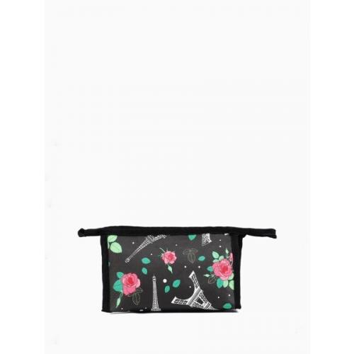 Косметичка на молнии с рисунком, чёрная 577677