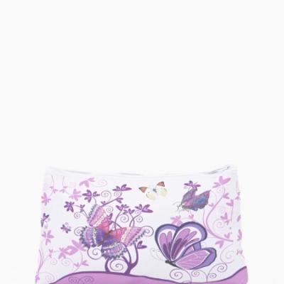 Косметичка-пенал на молнии, плоская, с рисунком «Бабочки», фиолетовая 574607