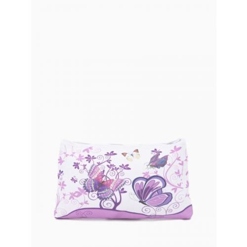 Косметичка-пенал на молнии, плоская, с рисунком «Бабочки», фиолетовая 574607