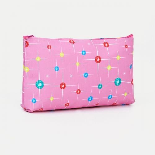 Косметичка простая на молнии 19*1.5*10 см Штрихи розовый 571458р