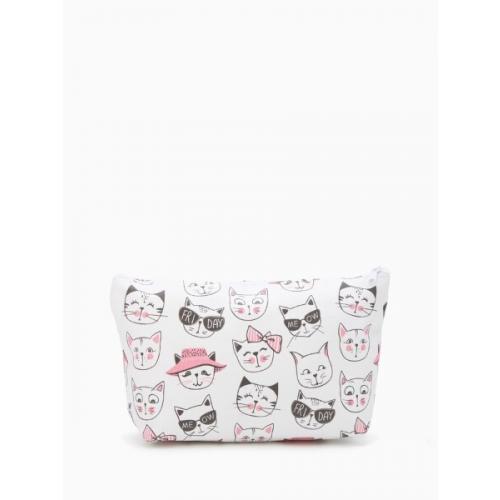 Косметичка простая на молнии белая/розовая 574602