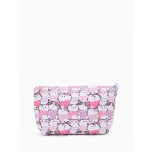 Косметичка простая на молнии сиреневая/белая 574603