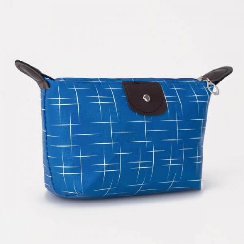 Косметичка простая отдел на молнии, 21*14*6 см цвет синий