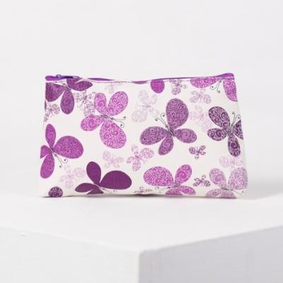 Косметичка простая, отдел на молнии, цвет белый/фиолетовый 579757