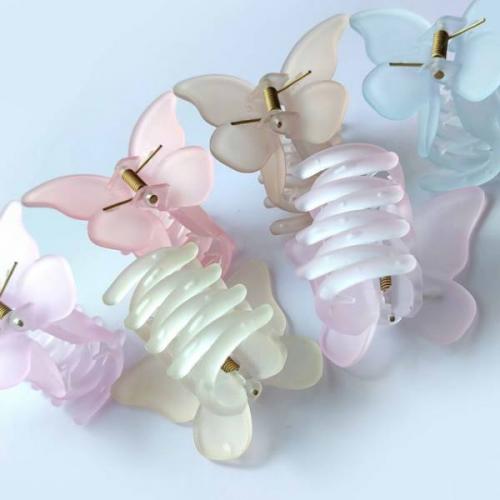 Краб для волос Бабочка матовая полупрозрачная (Цена за штуку) 7 см 13106