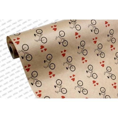 Крафт бумага 70 см*10 м 'Велосипед' (Ri) 315