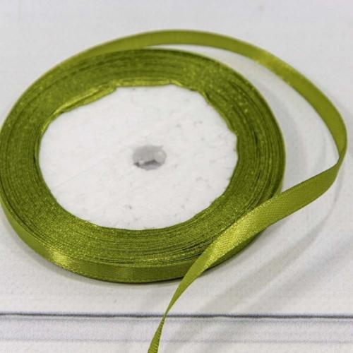 Лента атласная сатин 0.6 см*25 Y Оливковый 562-6/95