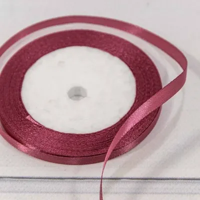 Лента атласная сатин 0.6 см*25 Y Серовато-пурпурно-красный 562-6/127