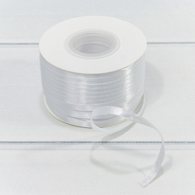 Лента атласная сатин 0.6 см*250 Y Бобина белый 580-6/01