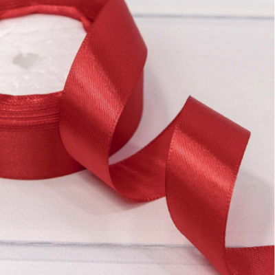 Лента атласная сатин 2.5 см*25 Y Красная 25/26