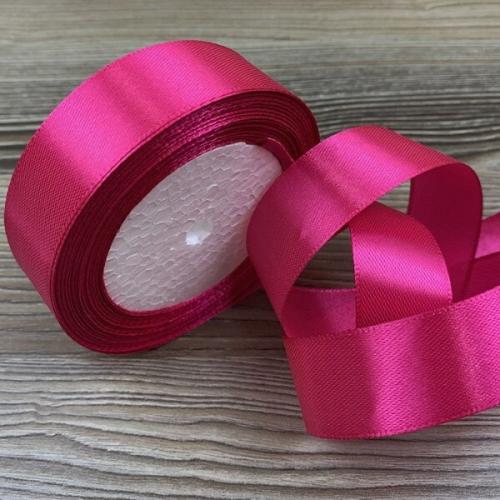 Лента атласная сатин 2.5 см*25 Y Малиновый F014-25/14