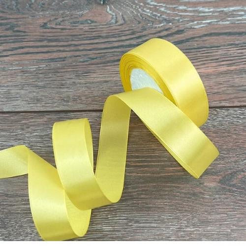 Лента атласная сатин 2.5 см*25 Y Светло-желтый 25/10