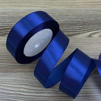 Лента атласная сатин 2.5 см*25 Y Темно-синий 25/38