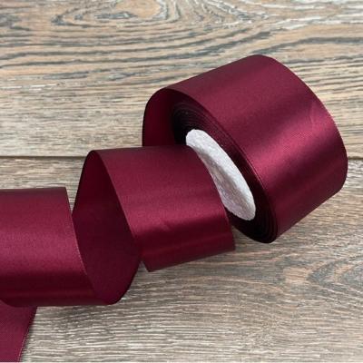 Лента атласная сатин 5 см*25 Y Бордовый 50/48