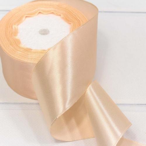 Лента атласная сатин 5 см*25 Y Персиковый 562-50/07