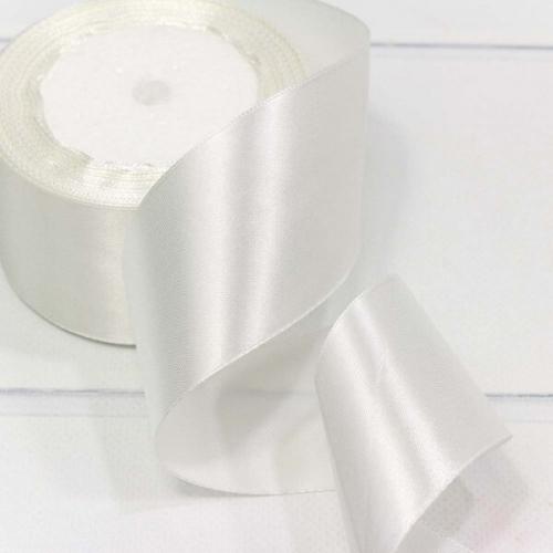 Лента атласная сатин 5 см*25 Y Теплый белый 562-50/42