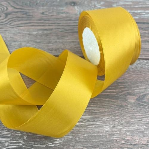 Лента атласная сатин 5 см*25 Y Яркий желтый 50/15