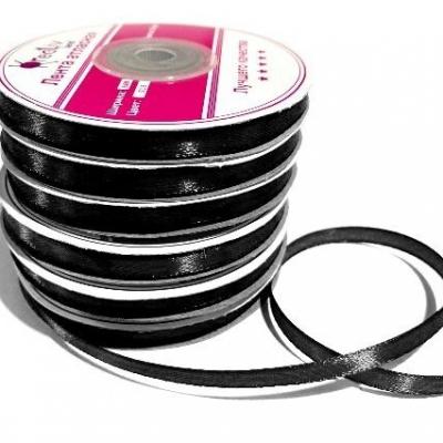 Лента атласная сатин 6 мм*27 м Черный 271596