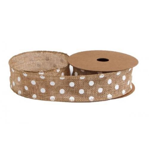 Лента джут с проволокой 40 мм*10 Y Горох 62076