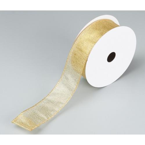 Лента новогодняя декоративная 3.8*10 ярд Золото 50151