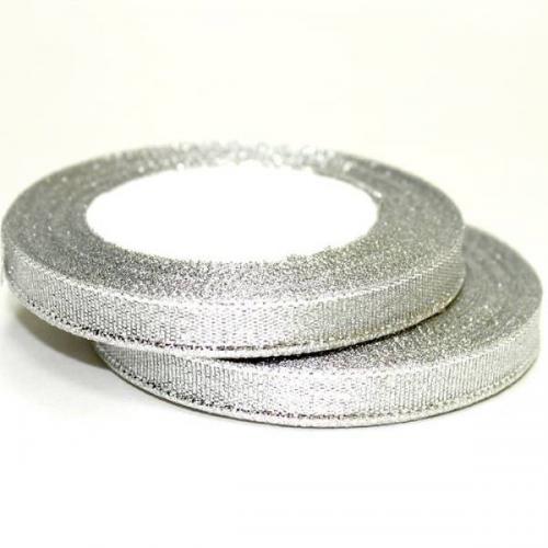 Лента парча с блеском 1 см*25 Y Серебряный 53136