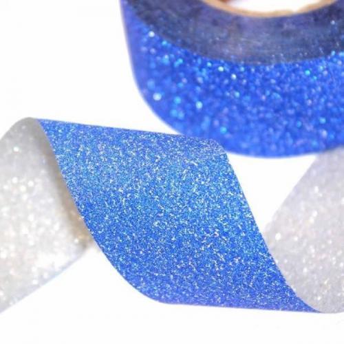 Лента полипропиленовая 2 см*25 ярд Блеск синий 44741с