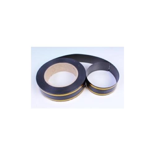 Лента полипропиленовая с золотой полосой 3 см*50 ярд Черный 5600686