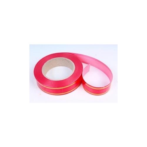 Лента полипропиленовая с золотой полосой 3 см*50 ярд Классика красный 5600682