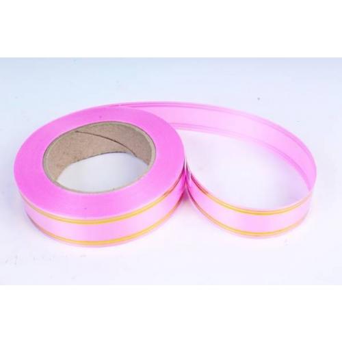 Лента полипропиленовая с золотой полосой 3 см*50 ярд Ярко-розовый 5600685