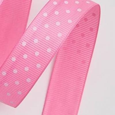 Лента репсовая 2 см*20 ярд Горох розовый №05 171395