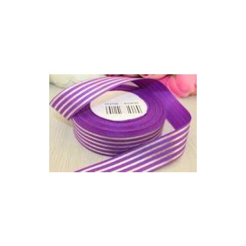 Лента репсовая 25 мм*25 Y Полоса серебряная фиолетовая D330/60