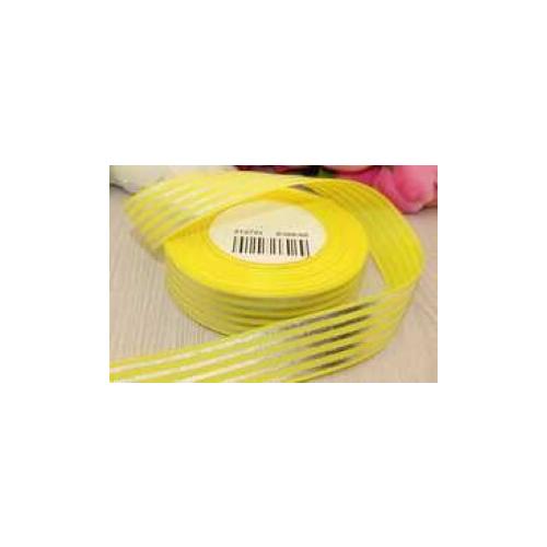 Лента репсовая 25 мм*25 Y Полоса серебряная желтая D360/60