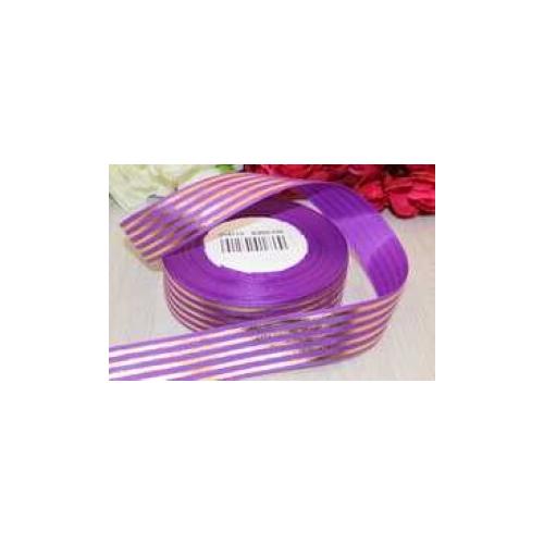 Лента репсовая 25 мм*25 Y Полоса золотая фиолетовая B260/100