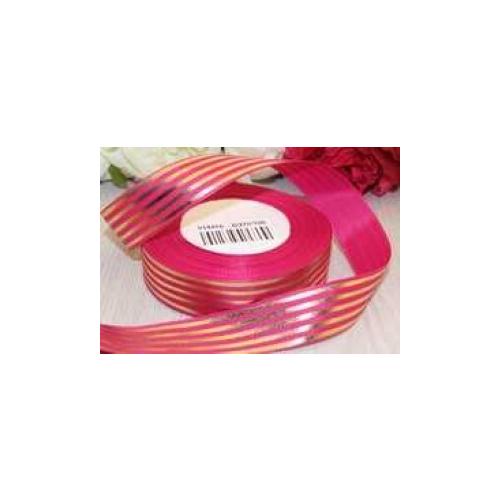 Лента репсовая 25 мм*25 Y Полоса золотая розовая D370/100