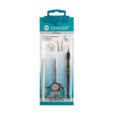 Маникюрный набор Zinger SIS-14 (ножницы+ триммер+ деревянная палочка)