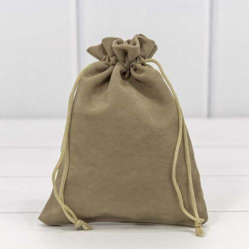 Мешочек подарочный бархатный 12*15 см Бежево-серый 441279