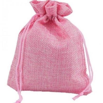 Мешочек подарочный лен искусственный 12*15 см Однотонный розовый 44695роз