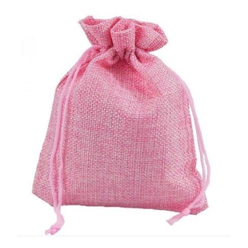Мешочек подарочный лен искусственный 12*15 см Однотонный розовый 44695роз