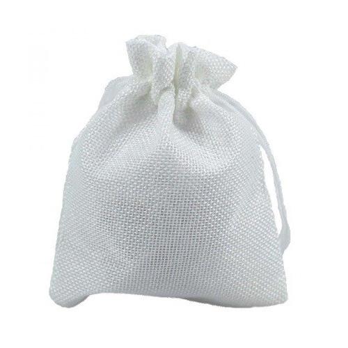 Мешочек подарочный лен искусственный 12*15 см Однотонный белый 446956