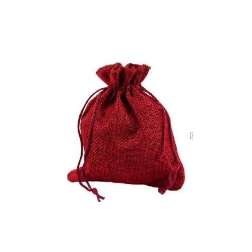 Мешочек подарочный лен искусственный 12*15 см Однотонный бордовый 44695бор
