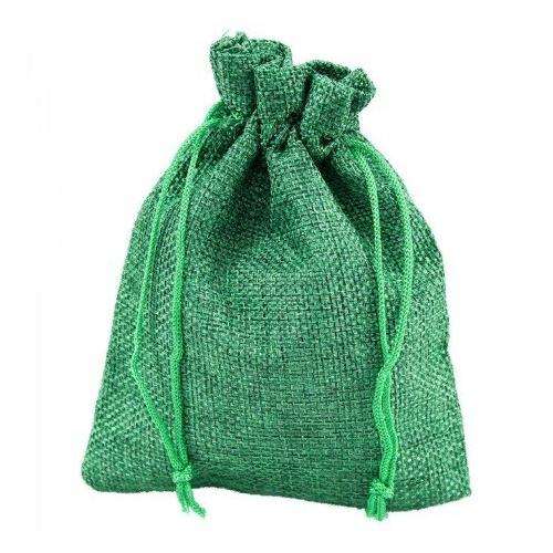 Мешочек подарочный лен искусственный 12*15 см Однотонный зеленый 44695зел