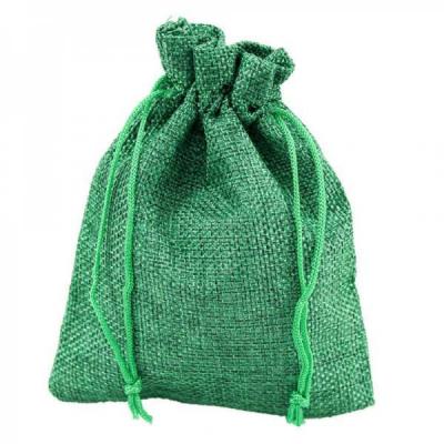 Мешочек подарочный лен искусственный 14*20 см Однотонный зеленый 44495з