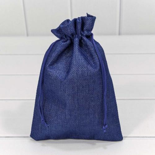 Мешочек подарочный лен искусственный 14*20 см Однотонный синий 444958