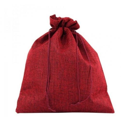 Мешочек подарочный лен искусственный 18*23 см Бордовый 446512