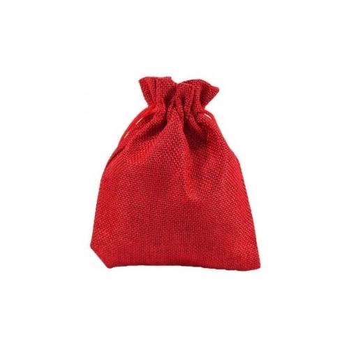 Мешочек подарочный лен искусственный 18*23 см Красный 446511