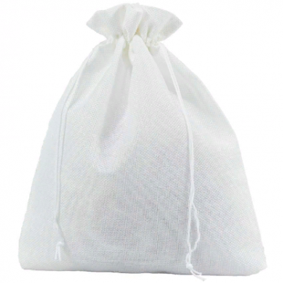 Мешочек подарочный лен искусственный 18*23 см Однотонный белый 44651бел