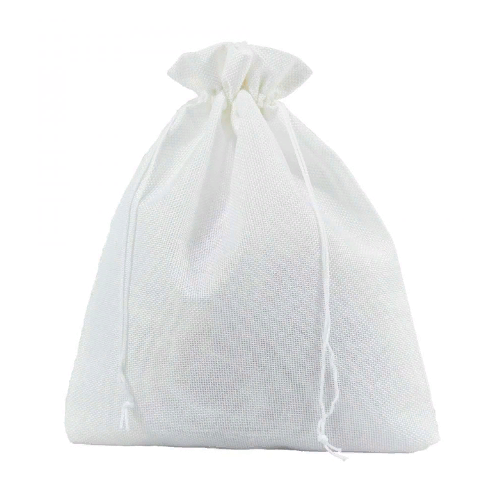 Мешочек подарочный лен искусственный 18*23 см Однотонный белый 44651бел